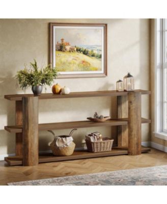 70.87" Extra Long Console Table for Entryway, Narrow Wooden 3-Tier Sofa Table Behind Couch, Farmhouse Entryway Accent Table