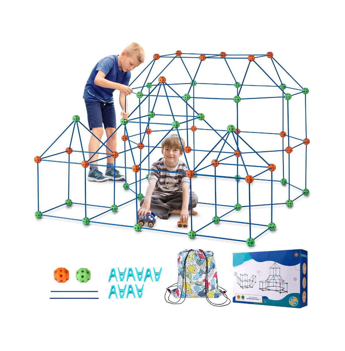 Slickblue 180PCS Kids Tent Fort Building Kit Stem Construction Set