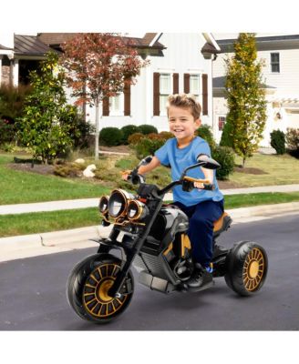 Dual Motor Kids Ride-On Motorcycle, 3-Wheel with LED Light & Wide Tires