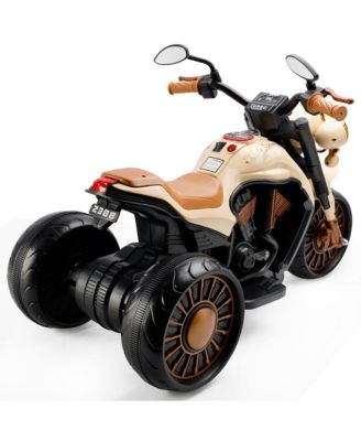 Dual Motor Kids Ride-On Motorcycle, 3-Wheel with LED Light & Wide Tires