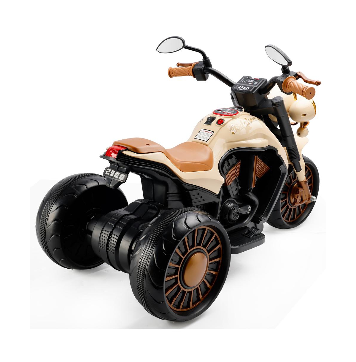 Bruce & Shark Dual Motor Kids Ride-On Motorcycle, 3-Wheel with Led Light & Wide Tires