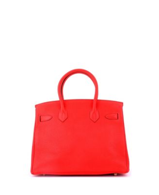 Birkin 30 Handbag Red Clemence with Gold Hardware