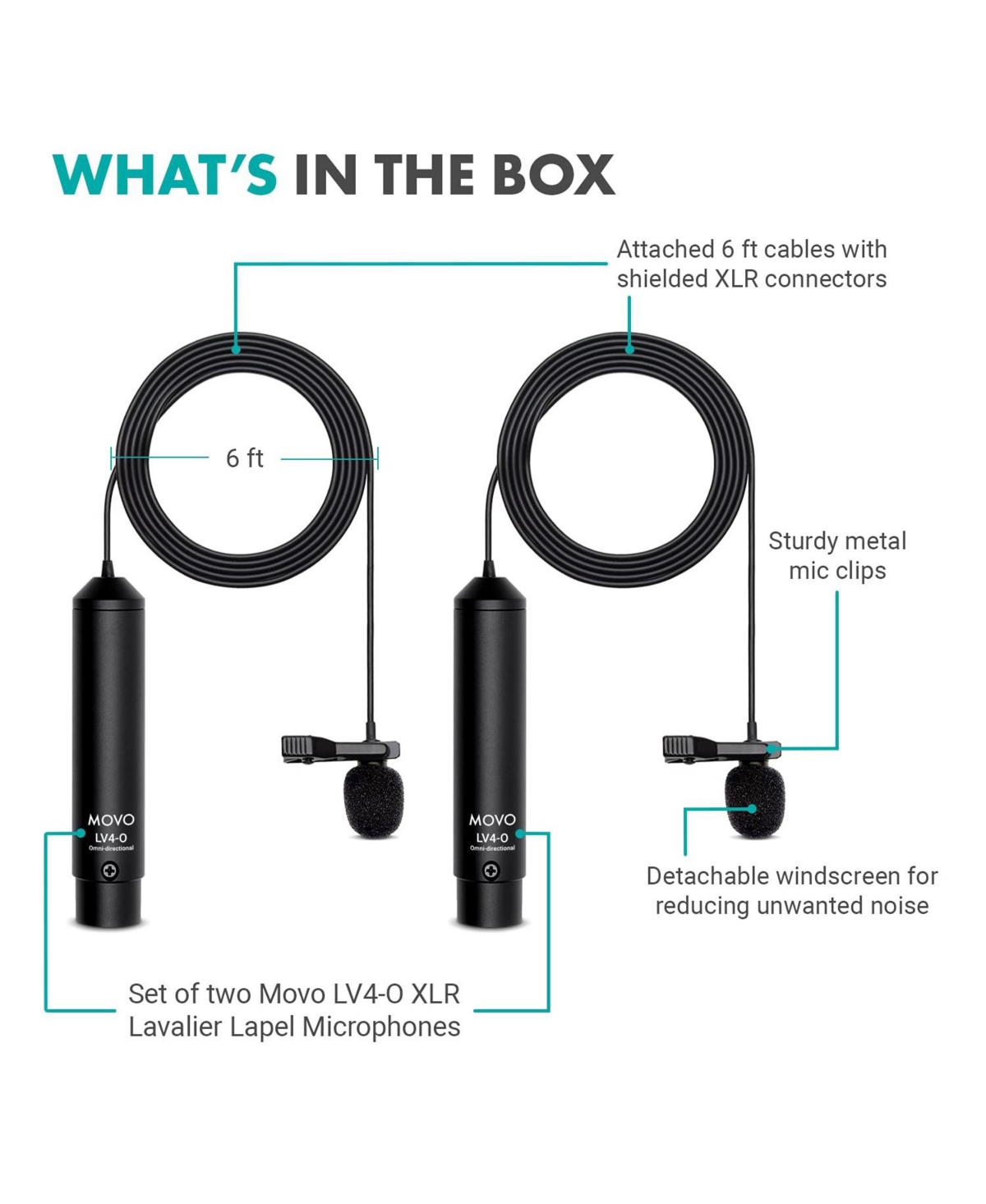 Movo LV4-O2 Omnidirectional Lavalier Mic Set