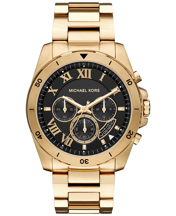 Michael Kors Men's Chronograph Brecken Gold-Tone Stainless Steel Bracelet  Watch 44mm MK8481 & Reviews - Macy's