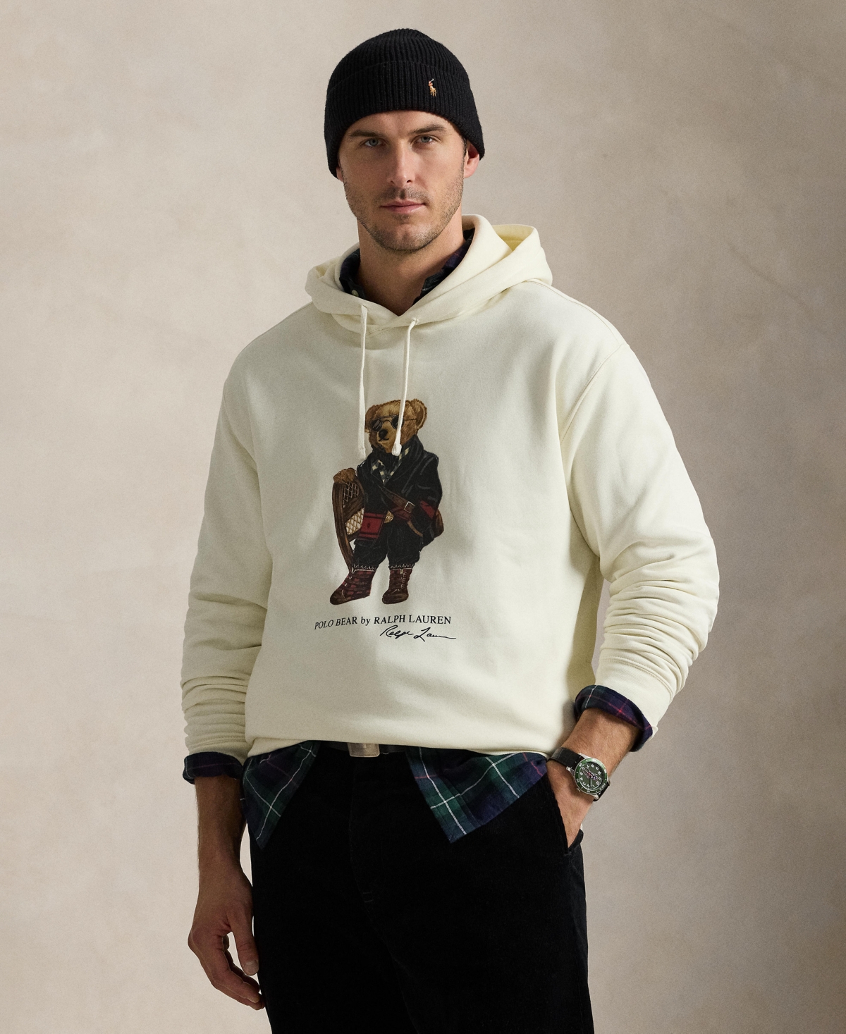 Polo Ralph Lauren Men's Big & Tall Bear Printed Fleece Hoodie