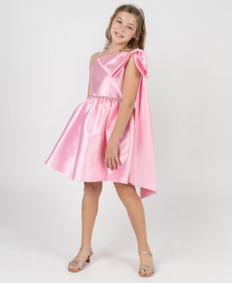 Girls' 7-16 Mikado Asymmetrical Bow Shoulder Dress