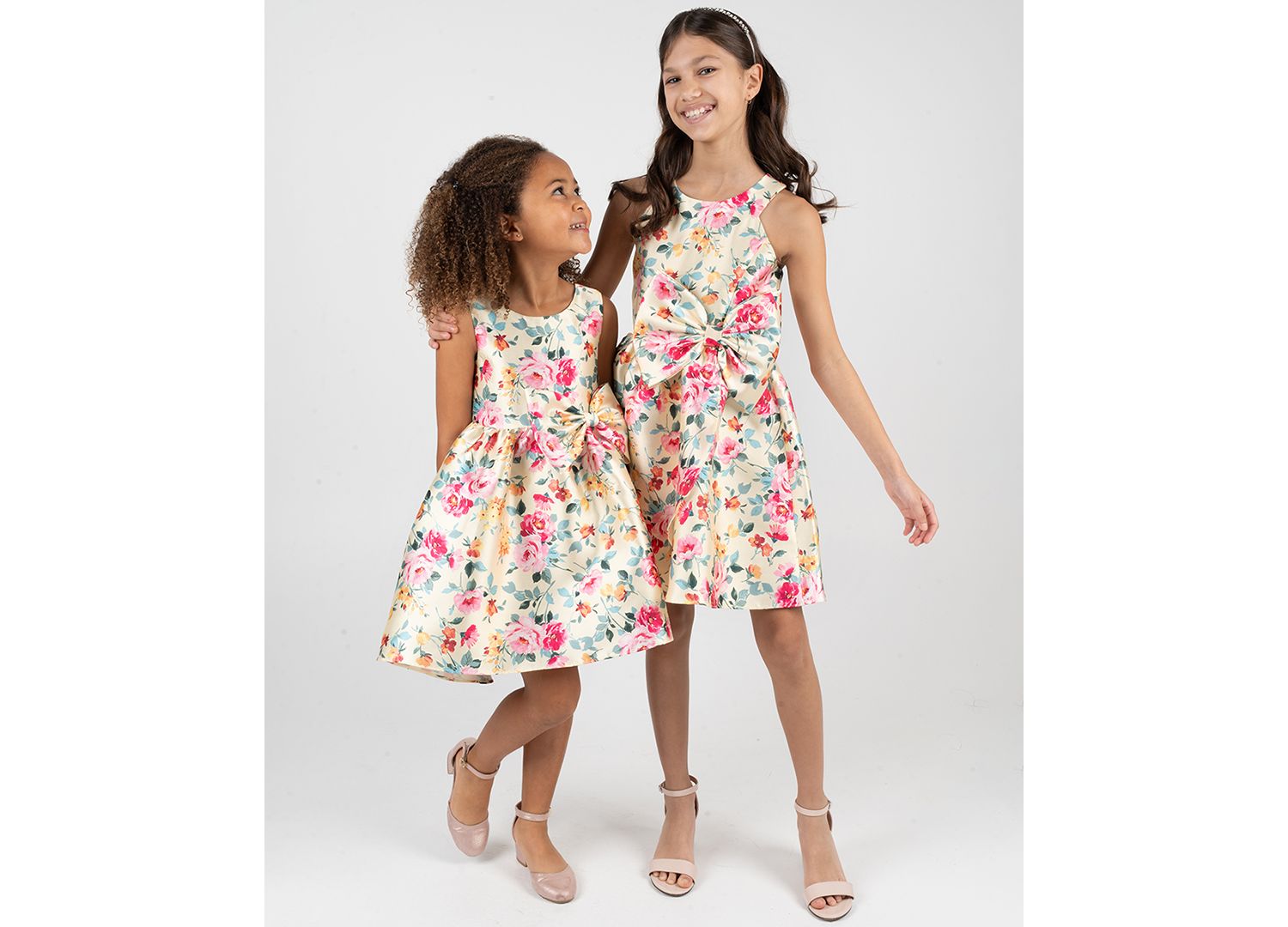 Girls' 2T-6X Floral Mikado Bow Hi-Lo Dress