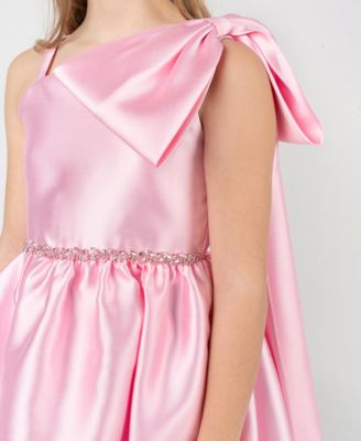 Girls' 7-16 Mikado Asymmetrical Bow Shoulder Dress