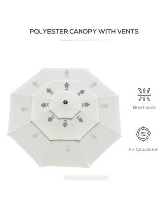 9FT 3 Tiers Patio Umbrella Outdoor Market Umbrella with Crank Push Button Tilt for Deck Backyard Beige