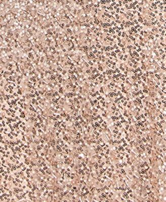 Juniors' Sequin Scoop Neck Gown