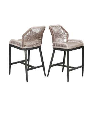 Outdoor Bar Stools - Set of 2 Counter Height Chairs with Back, All-Weather Design, Chic Ergonomics, Robust Aluminum Frame