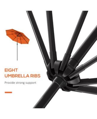9FT 3 Tiers Patio Umbrella Outdoor Market Umbrella with Crank Push Button Tilt for Deck Backyard Orange