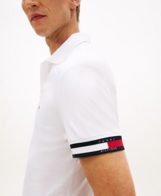 Men's Liquid Cotton Red, White, and Blue Cuff Polo Shirt