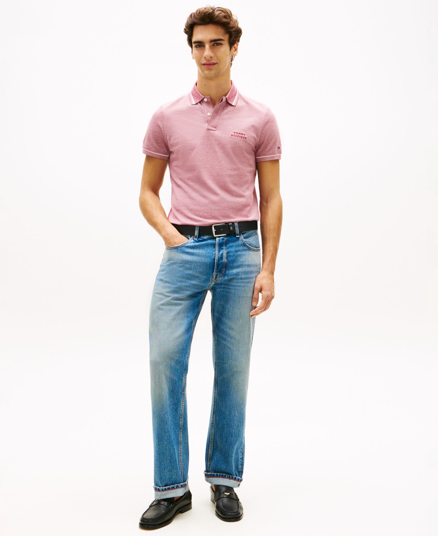 Men's Regular-Fit Two-Tone Oxford Polo Shirt