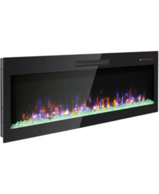  50 inch Recessed Ultra-Thin Tempered Glass Wall Mounted Electric Fireplace with Remote Color LED Flame CSA UL