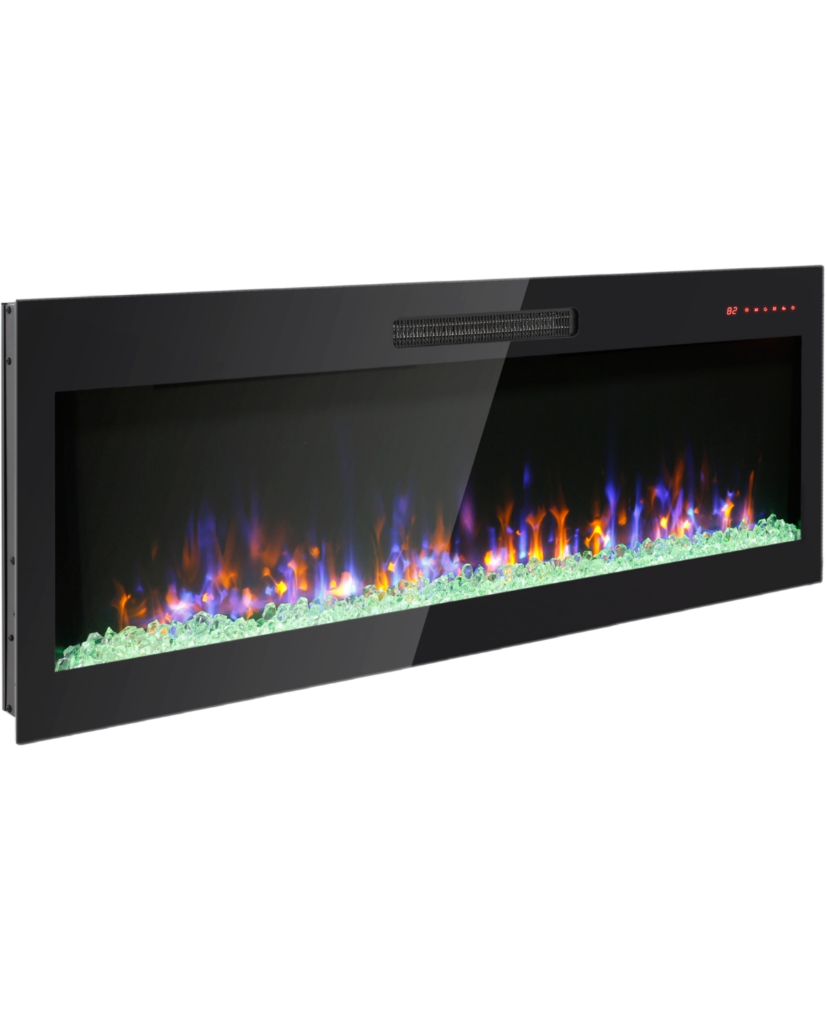 Flynama 50 inch Recessed Ultra-Thin Tempered Glass Wall Mounted Electric Fireplace with Remote Color Led Flame Csa Ul