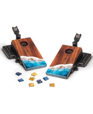 The Beach Epoxy Resin Double Chuck ART Mini Tabletop Cornhole Game