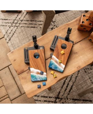 The Beach Epoxy Resin Double Chuck ART Mini Tabletop Cornhole Game