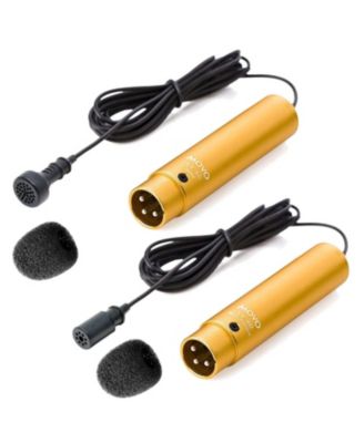 LV-6 Pro Grade Omnidirectional and Cardioid XLR Lavalier Condenser Microphone Set (48V Phantom Powered)