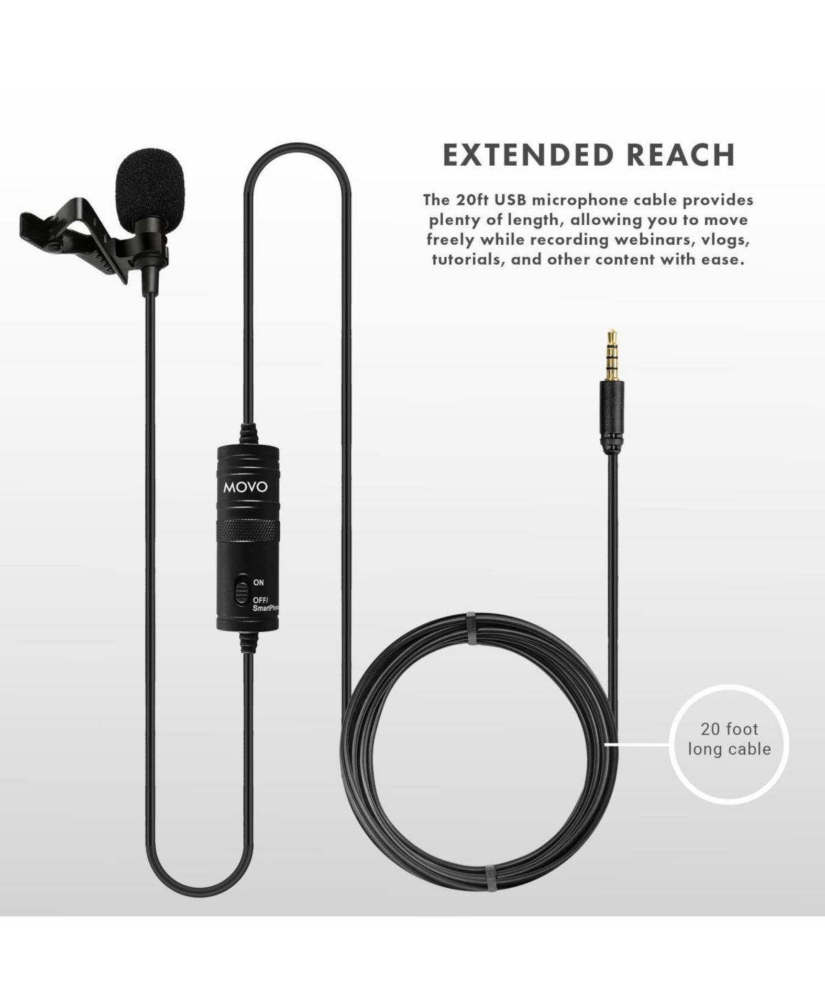 Movo Universal Usb Computer Microphone with Usb Adapter Compatible with Laptop, Pc and Mac, Smartphones, Cameras