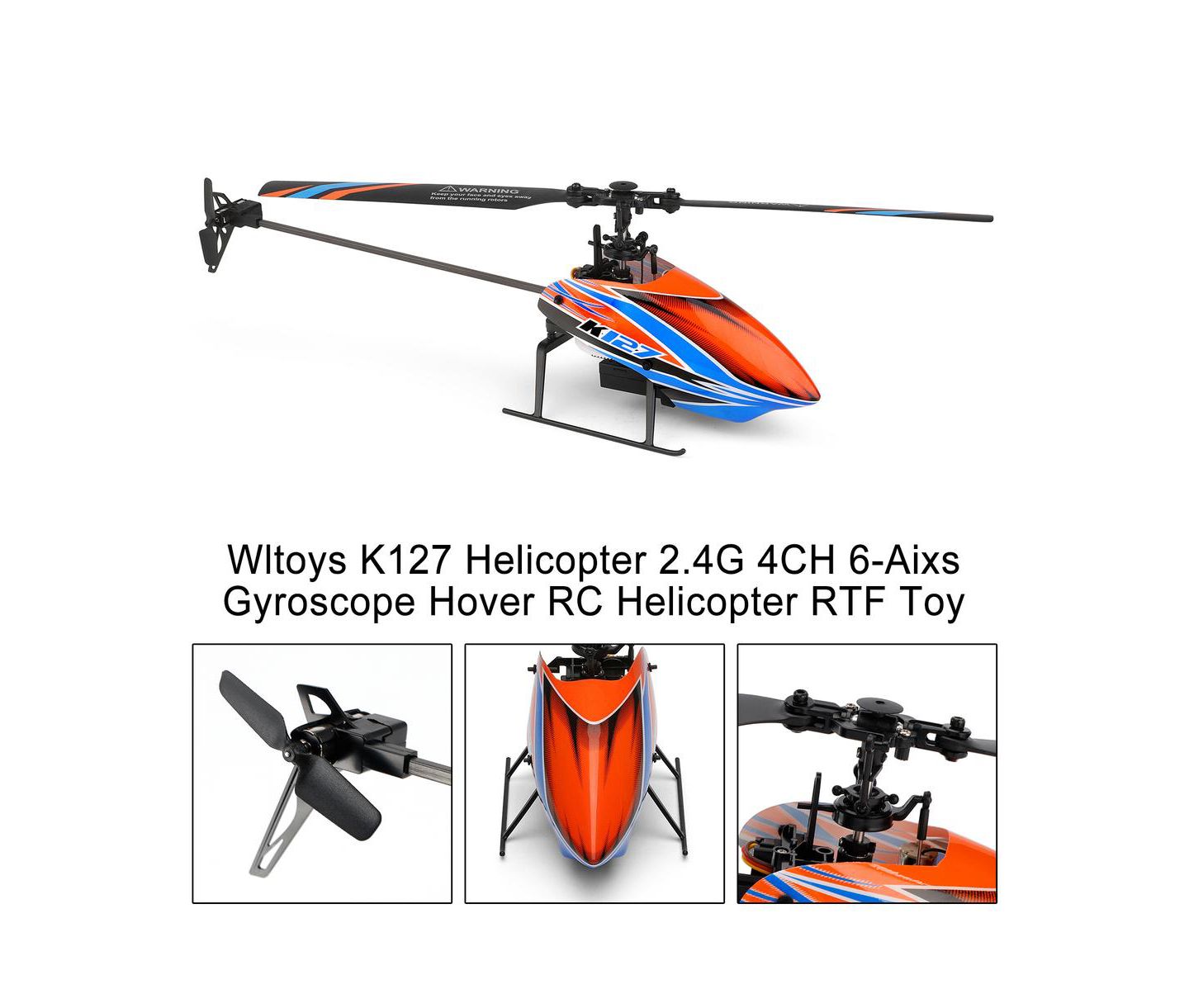 Детская игрушка Bruce & Shark K127 4-Channel Auto-Hover 6-Axis Gyro RC Helicopter, цвет: Оранжевый — фото 8