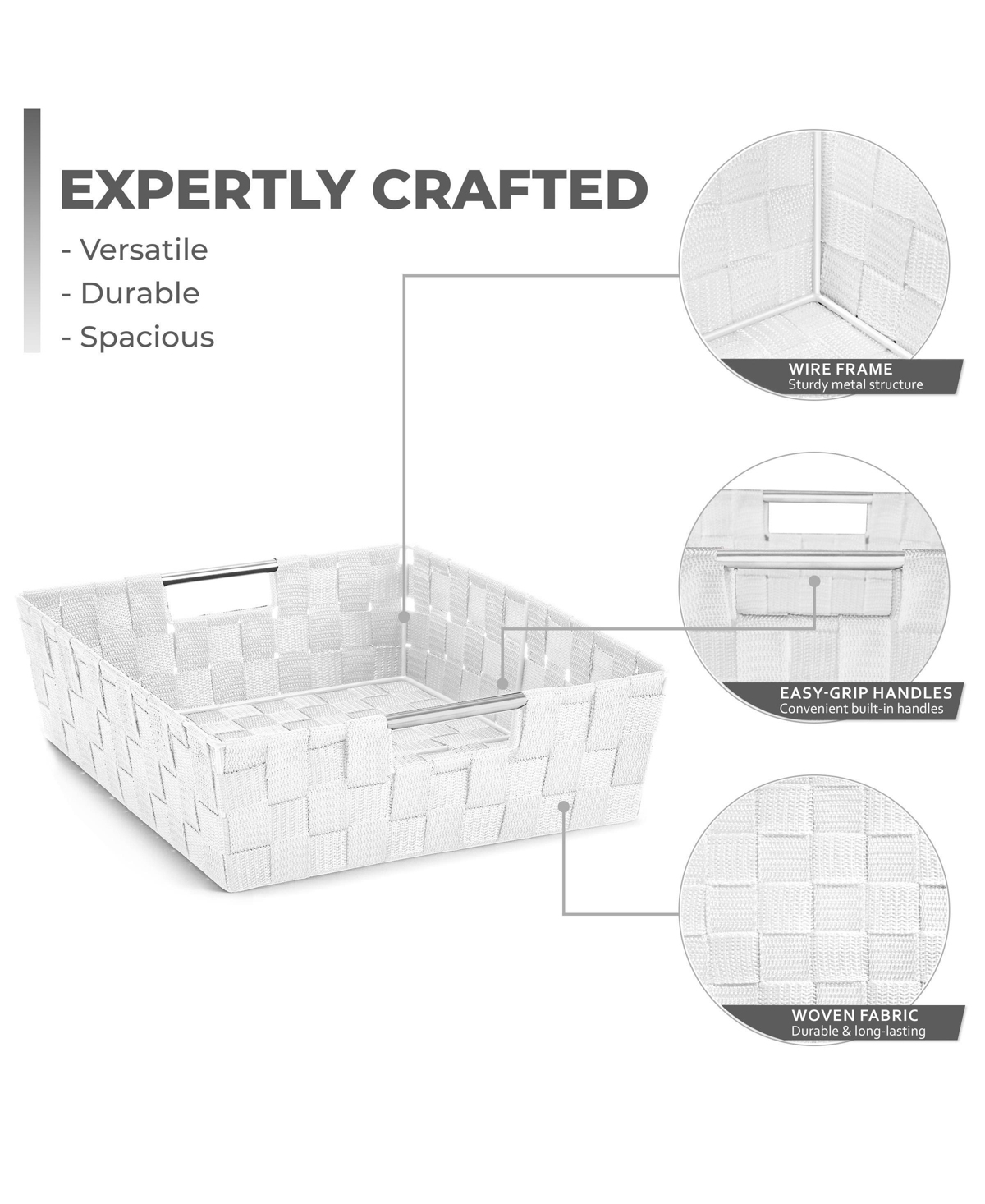 Sorbus 9 Piece Variety Size Hand-Woven Storage Baskets - for Home & Closet Organization