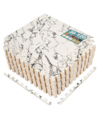 120 Sq. Ft. Interlocking EVA Foam Wood Grain Floor Tiles 3/8-Inch Thick with Borders