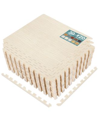 120 Sq. Ft. Interlocking EVA Foam Wood Grain Floor Tiles 3/8-Inch Thick with Borders
