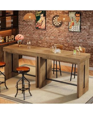 Bar Table, 41.3" Pub Table with Metal Footrest