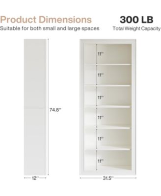 75" Tall Bookcase, 6-Tier Modern Bookshelf Open Display Storage Shelves, Floor Standing Large Book Shelf