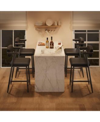 Bar Stools Set of 2, 26.5 in Upholstered Counter Height Bar Stools for 2 with Armrest, Wider Thickened Cushion, Bar Chairs with Backrest, Black