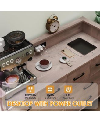 MDF, Metal LED Light & Charging Station, Wooden Chest, Open Shelf 8-Drawer Modern Dresser