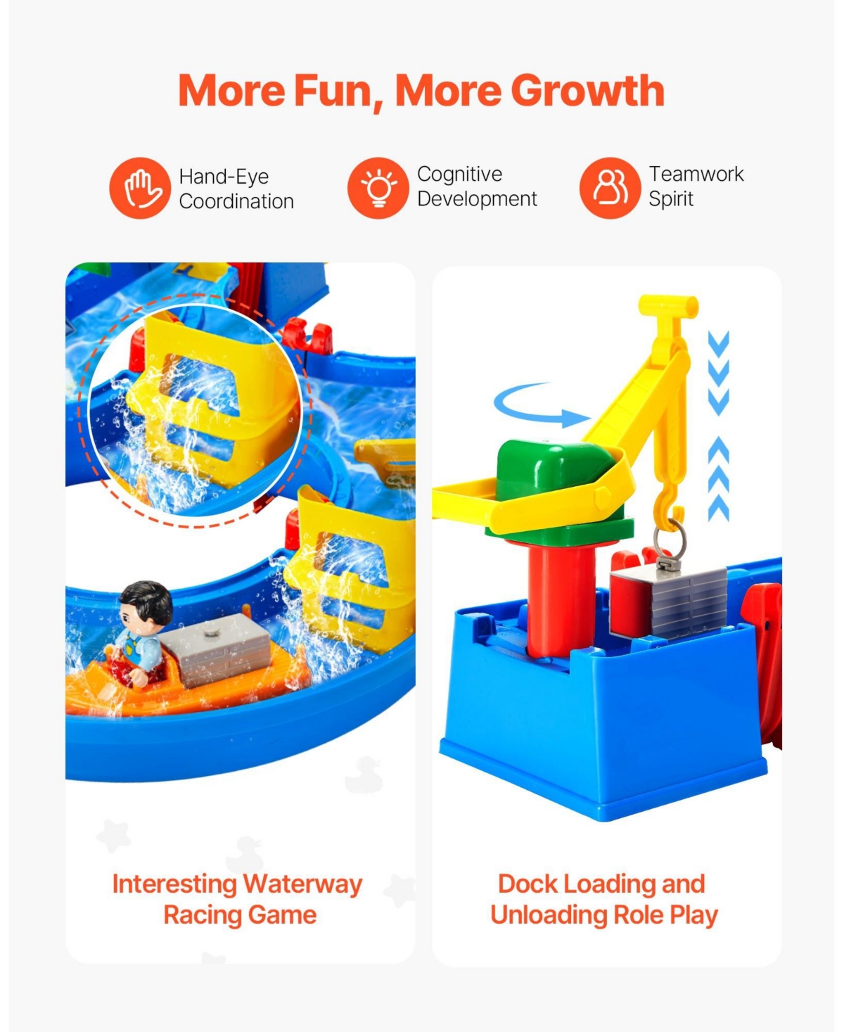 Hongge Toddler Water Table Playset with Sensory Waterway Tracks and Accessories