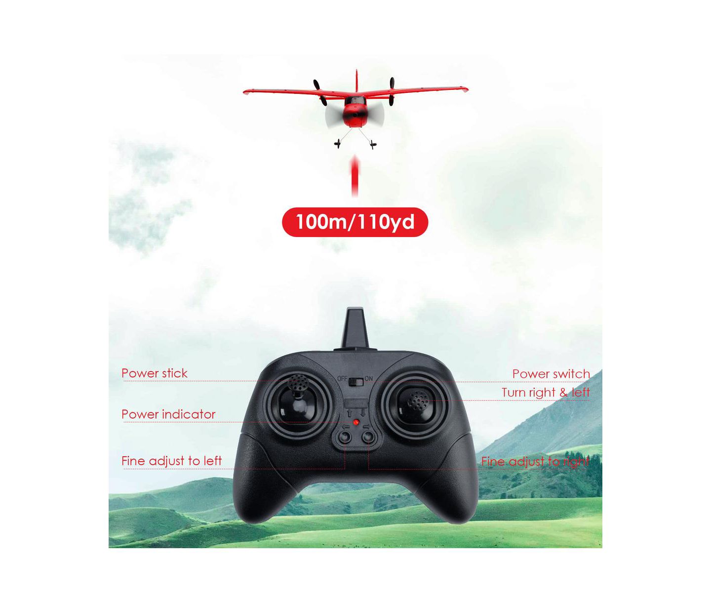 Детская игрушка Bruce & Shark Z50 Beginner 2.4G Crash-Resistant RC Plane, цвет: Красный — фото 5