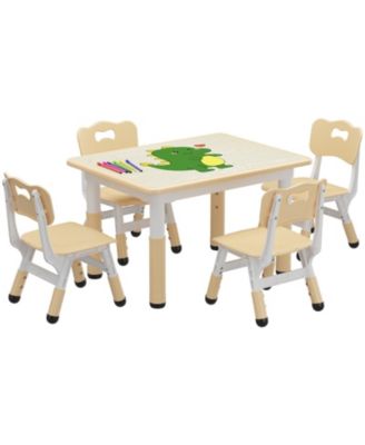 Adjustable Kids Table & 4 Ergonomic Chairs Set, Multi-Activity Graffiti Desktop, Non-Slip, Ages 2-8, Home, Preschool