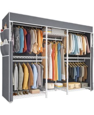 Clothing Rack with Cover Heavy Duty Clothes Rack with Shelves,Portable, Adjustable,Metal,Max Load 900lbs