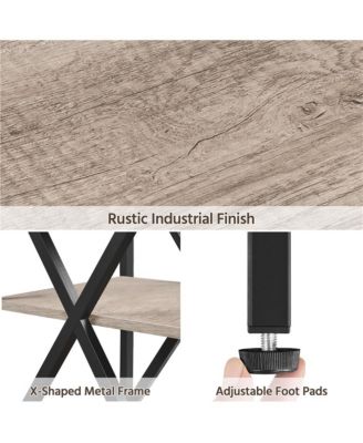 3-Tier Side End Table with Shelf, X-Shaped Side Coffee Snack Table