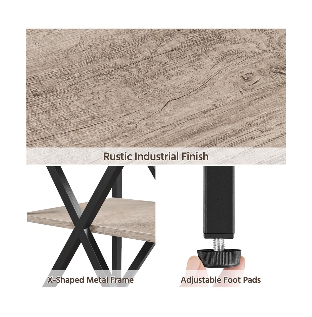 Yaheetech 3-Tier Side End Table with Shelf, X-Shaped Coffee Snack