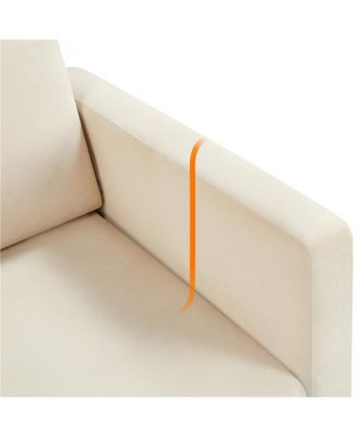 Fabric Upholstered High Back Rocking Chair with Solid Wood Legs, Side Pockets