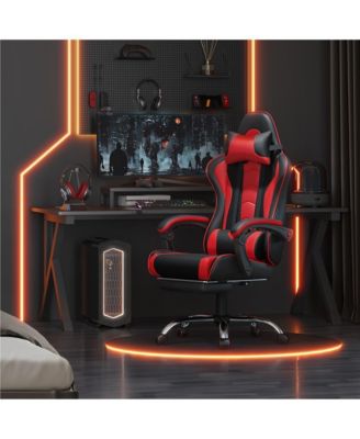 Ergonomic Gaming Chair with High Back and Slide-Out Footrest Full Black