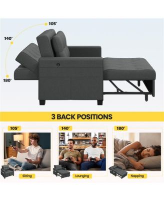 3-in-1 Convertible Sleeper Chair Bed with Adjustable Backrest