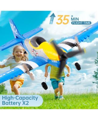 2.4G 3-Channel RC Plane with Auto-Stable 6-Axis & Durable EPP, Includes 2 Batteries