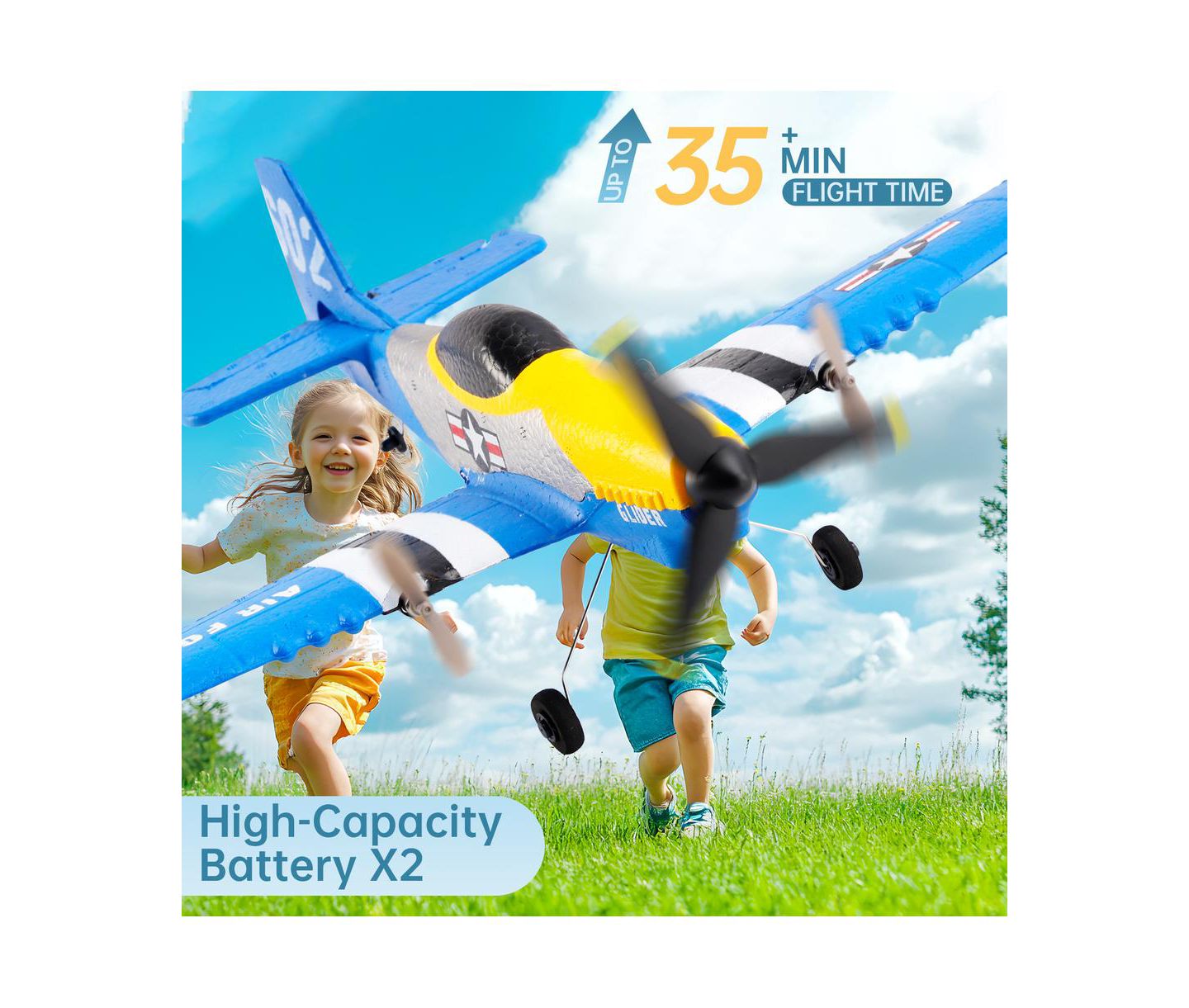 Детская игрушка Bruce & Shark P51 6-Axis Gyroscope RC Plane, цвет: Синий — фото 3