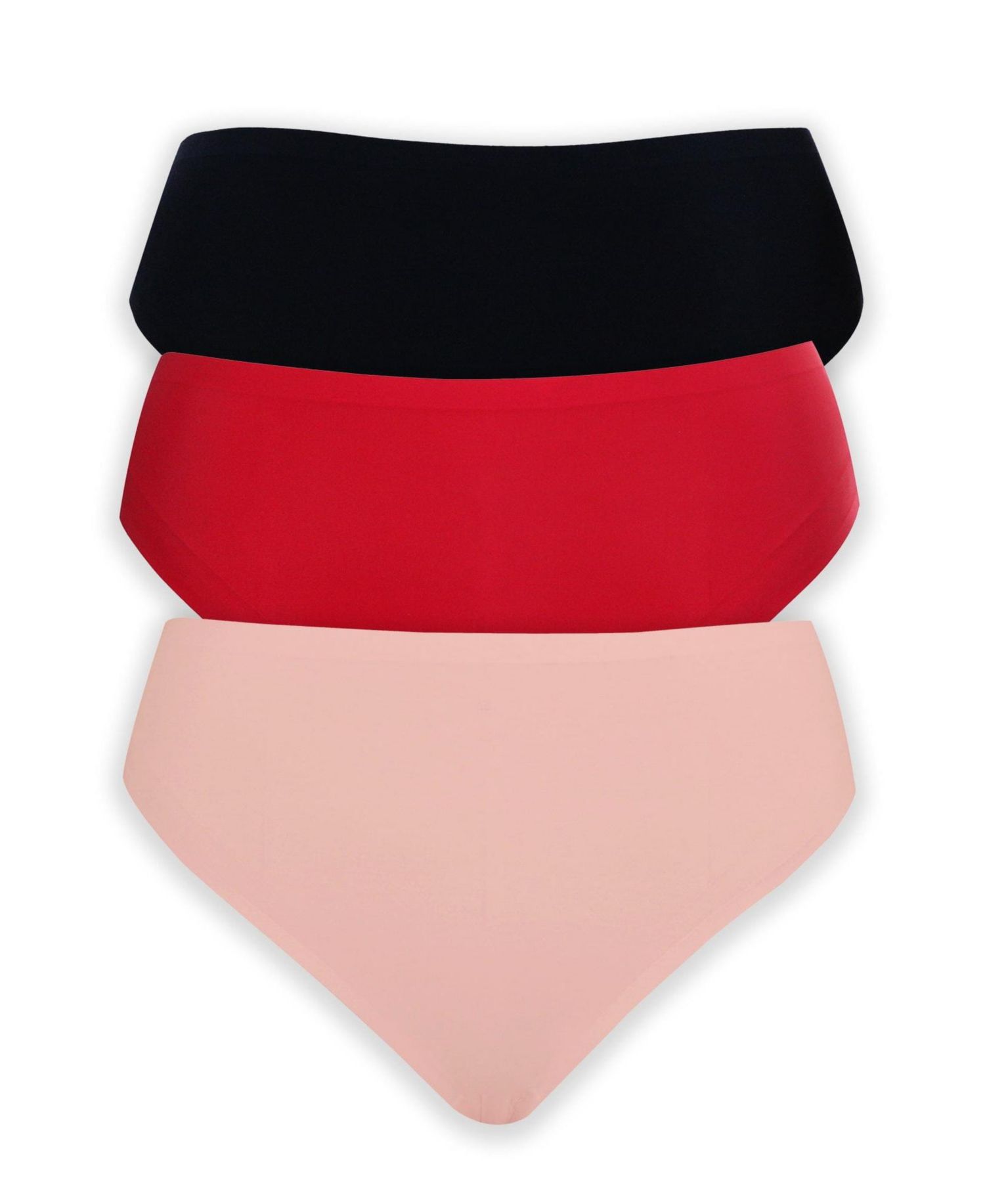 Women's Bonded French Cut 3 Pack, Black/Porcelain/Red
