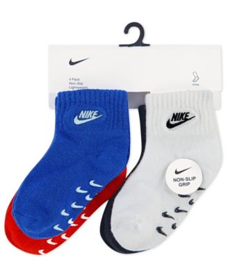 Baby Girls' or Baby Boys' and Toddler Logo Gripper Socks, 4-Pack