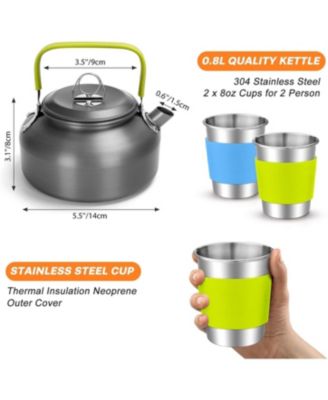 16pcs Non-Stick Camping Cookware Set with Folding Stove & Stainless Steel Tableware