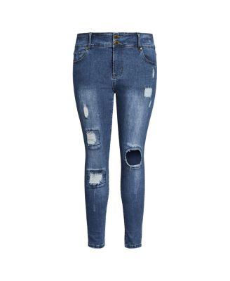 Plus Size Patched Apple Skinny Jean