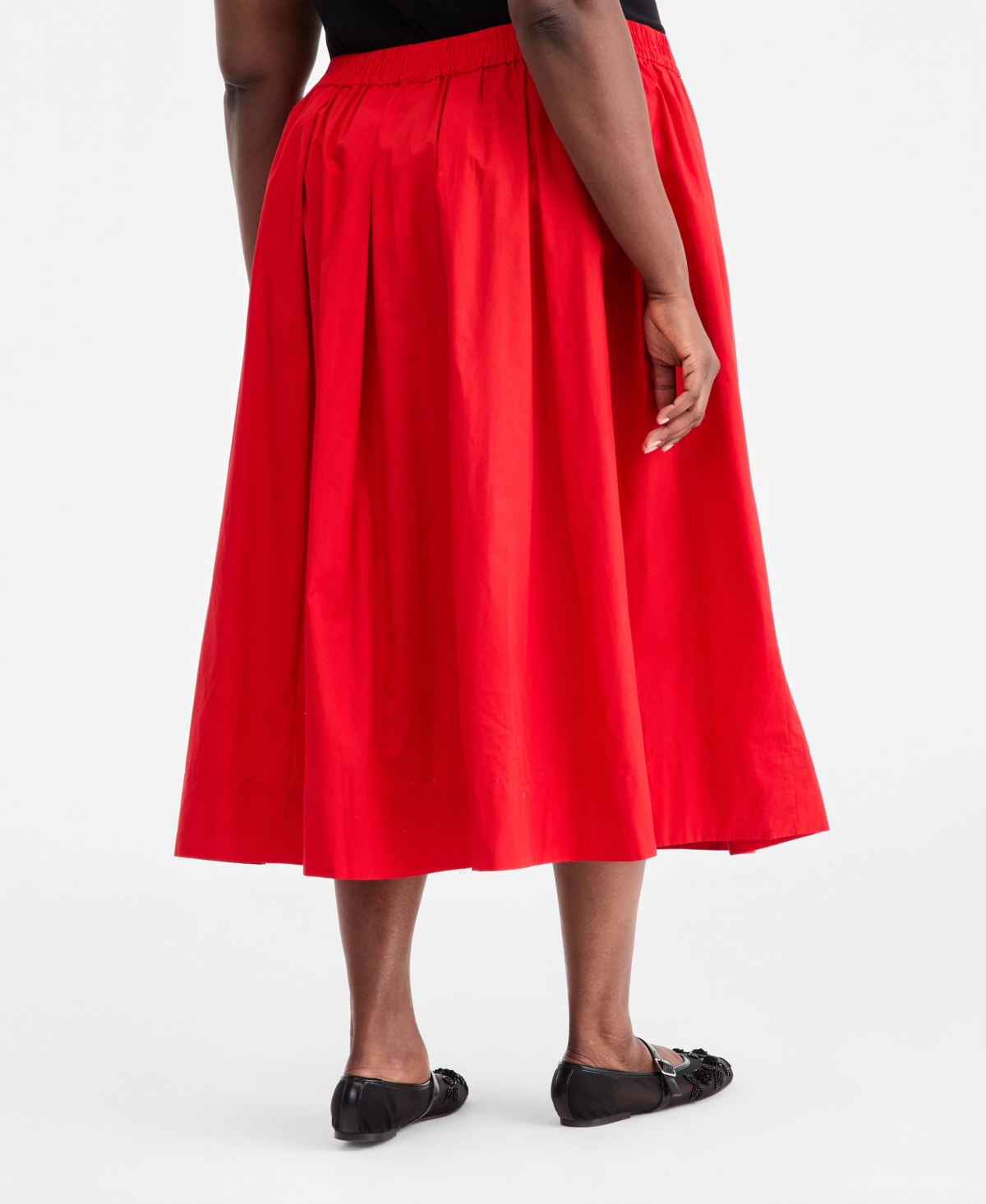 On 34th Trendy Plus Pull-On Cotton Midi Circle Skirt, Macy's Exclusive