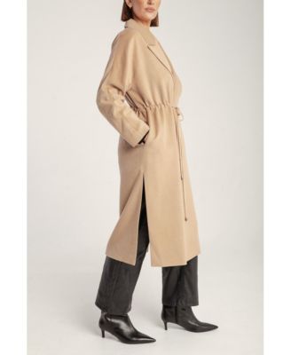 Women's Cashmere Tie Waist Lapel Coat