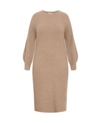 Plus Size Sarah Long Sleeve Rib Dress